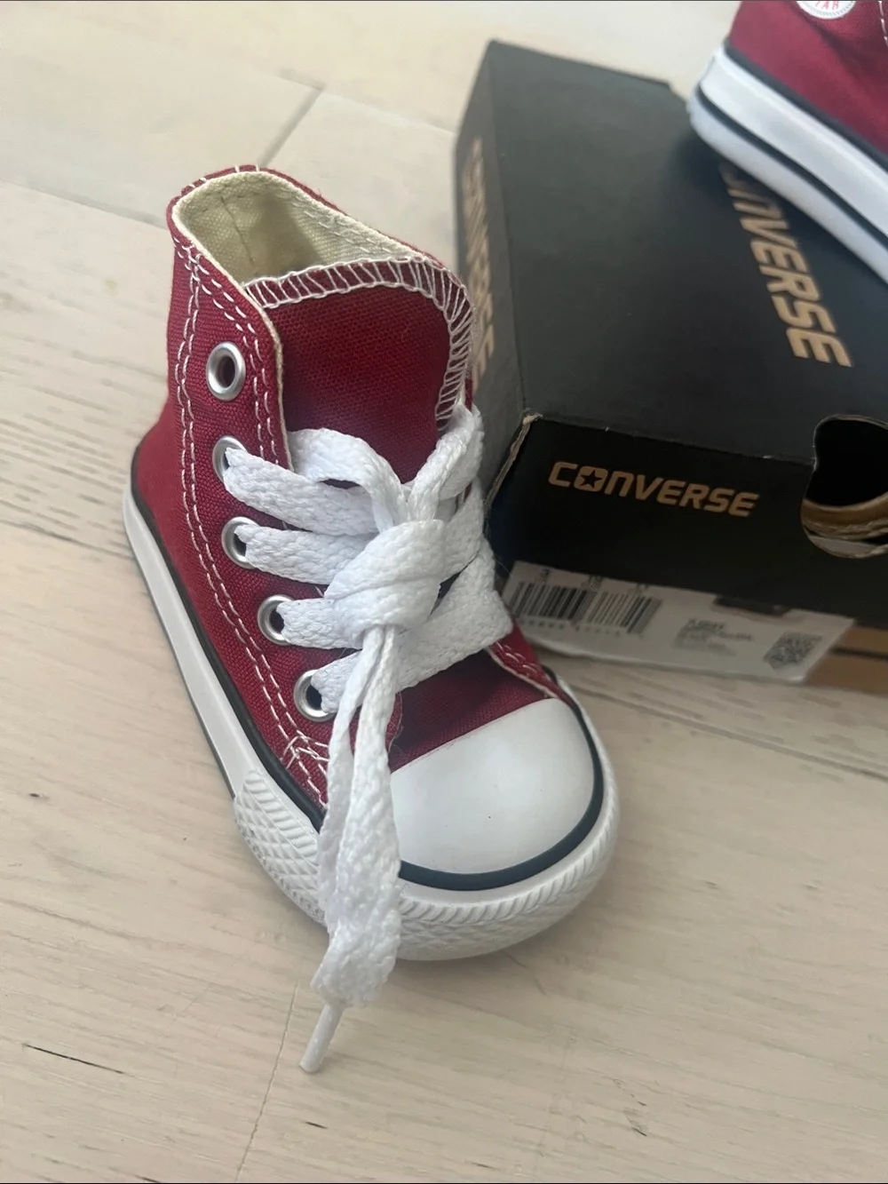 Converse Kids Red High-Top Sneakers with White Details